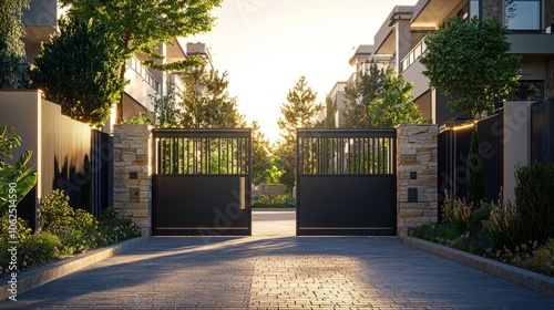 Wallpaper Mural Elegant Entrance to a Modern Residential Community at Sunset Torontodigital.ca