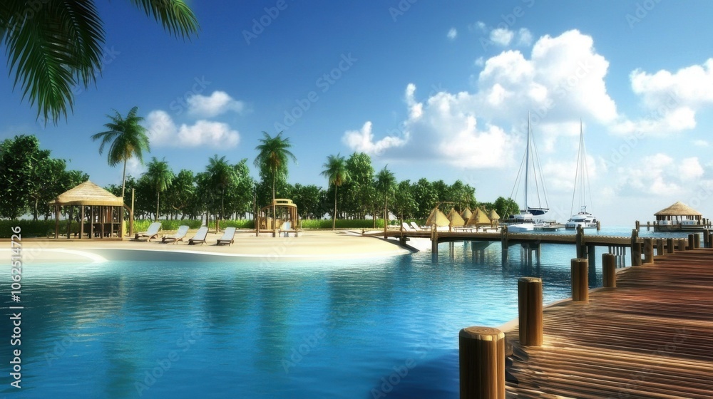 Fototapeta premium High-Definition 3D Seaside Scenery for Computer Backgrounds