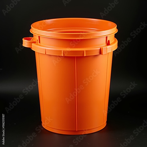 Vibrant orange plastic bucket with handles - ideal for cleaning websites, household blogs, construction presentations, and industrial product catalogs