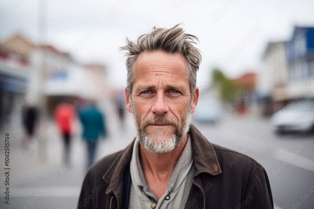 Portrait of a middle-aged man in a city street. Portrait of a middle-aged man in a city street.