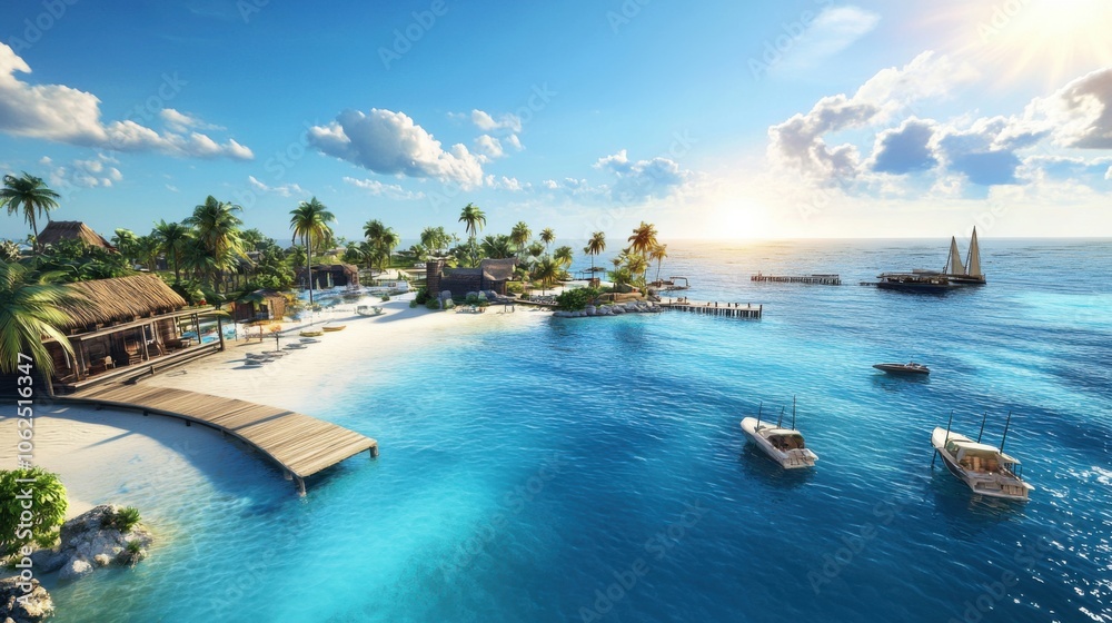 Fototapeta premium High-Definition 3D Seaside Scenery for Computer Backgrounds