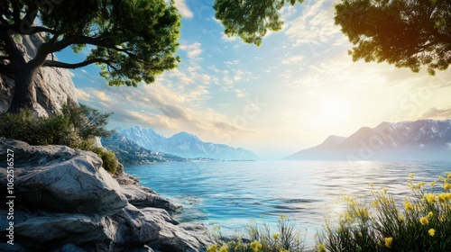 High-Definition 3D Seaside Scenery for Computer Backgrounds