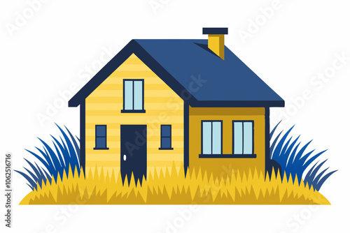 Yellow grass house isolated on white background vector illustration  photo