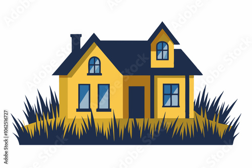 Yellow grass house isolated on white background vector illustration  photo