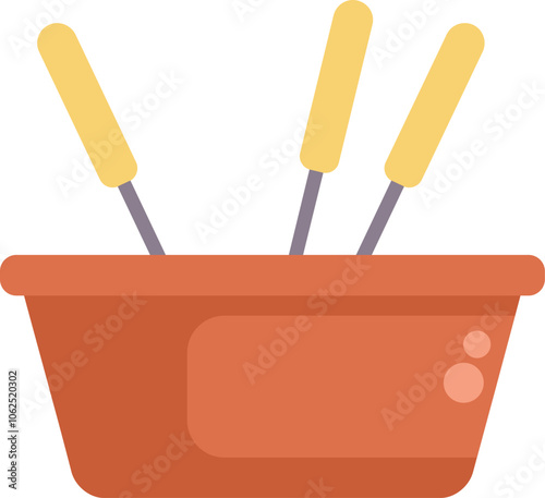 Clay pot containing three incense sticks burning for aromatherapy