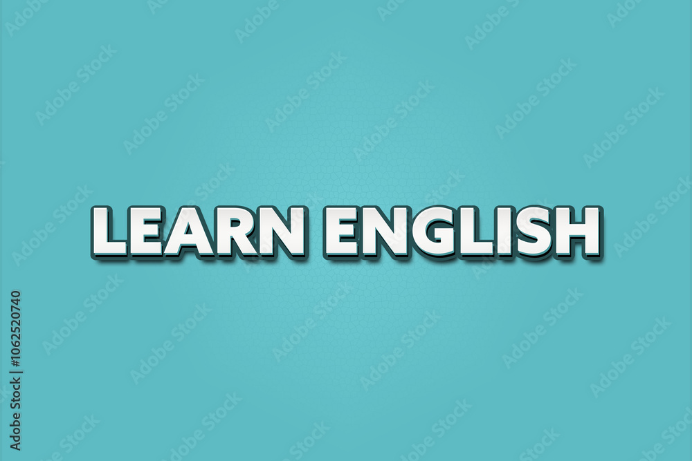 Learn English. A Illustration with white text isolated on light green background. Learn English. A Illustration with white text isolated on light green background.