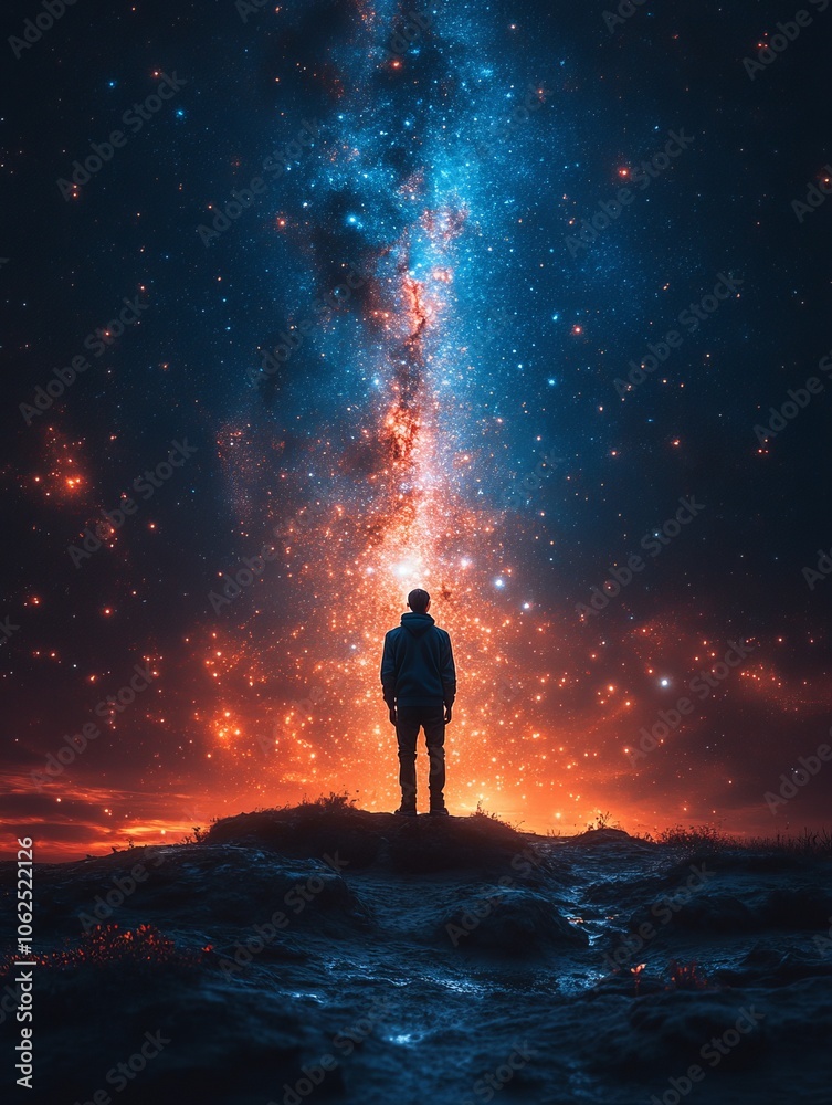 Silhouette of a Man Gazing at the Milky Way Silhouette of a Man Gazing at the Milky Way