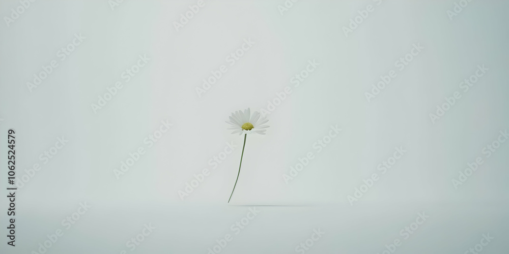 A solitary daisy stands against a minimalist background, symbolizing simplicity and beauty. A solitary daisy stands against a minimalist background, symbolizing simplicity and beauty.