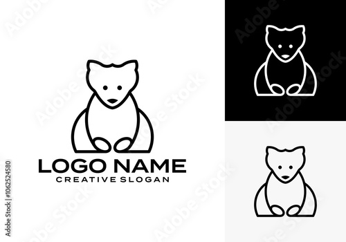 Graphic design illustration of wombat line vector logo.