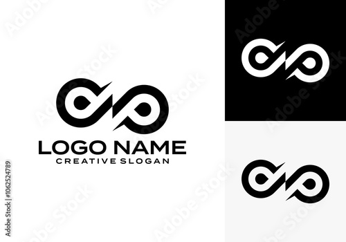 Electrical Logo, combination of lightning icons with infinity, lightning bolt design logo template, vector illustration