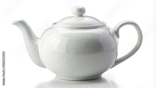 White teapot isolated on white background, leading lines