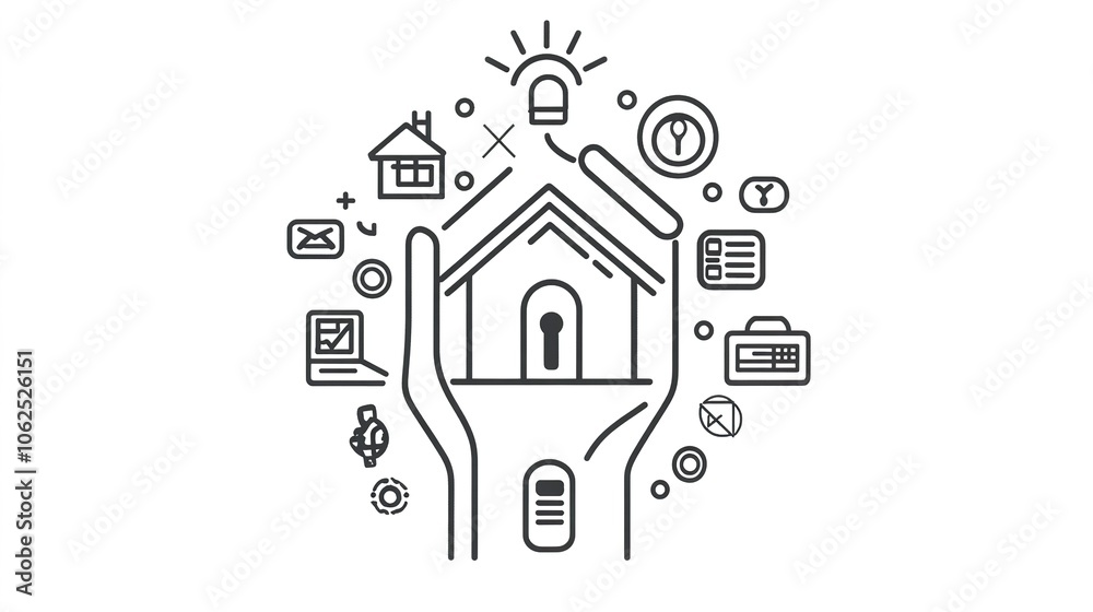 An icon representing a hand holding a house or store, symbolizing complete network management and control. The design features a simplified, clean hand silhouette gently supporting the structure An icon representing a hand holding a house or store, symbolizing complete network management and control. The design features a simplified, clean hand silhouette gently supporting the structure