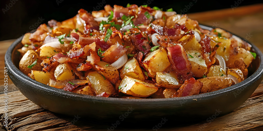 fried potato's and bacon, ai generated. fried potato's and bacon, ai generated.