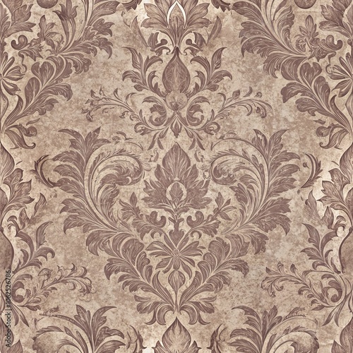 Vintage floral pattern with elegant ornamental design on textured background