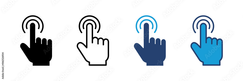 Hand click icon vector. pointer icon vector. hand cursor icon vector Hand click icon vector. pointer icon vector. hand cursor icon vector
