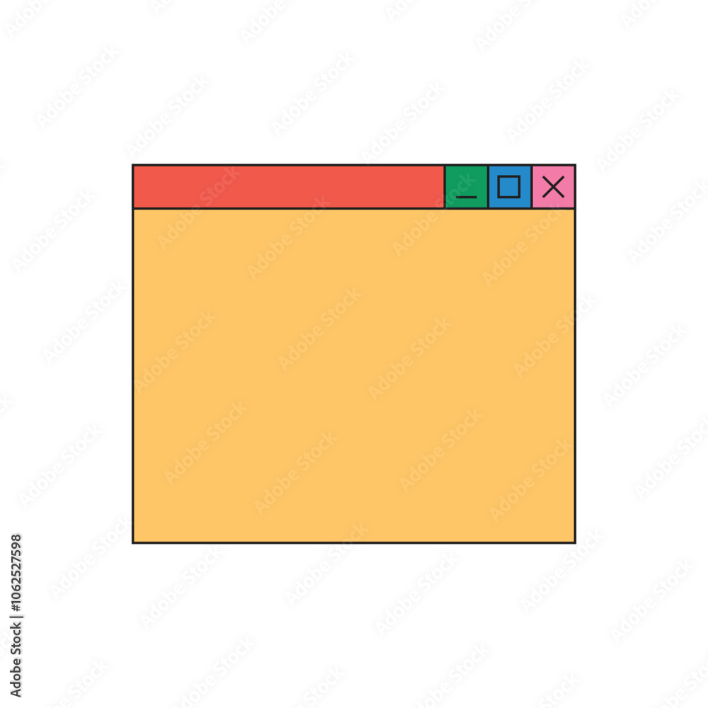 Illustration window UI retro with blank background