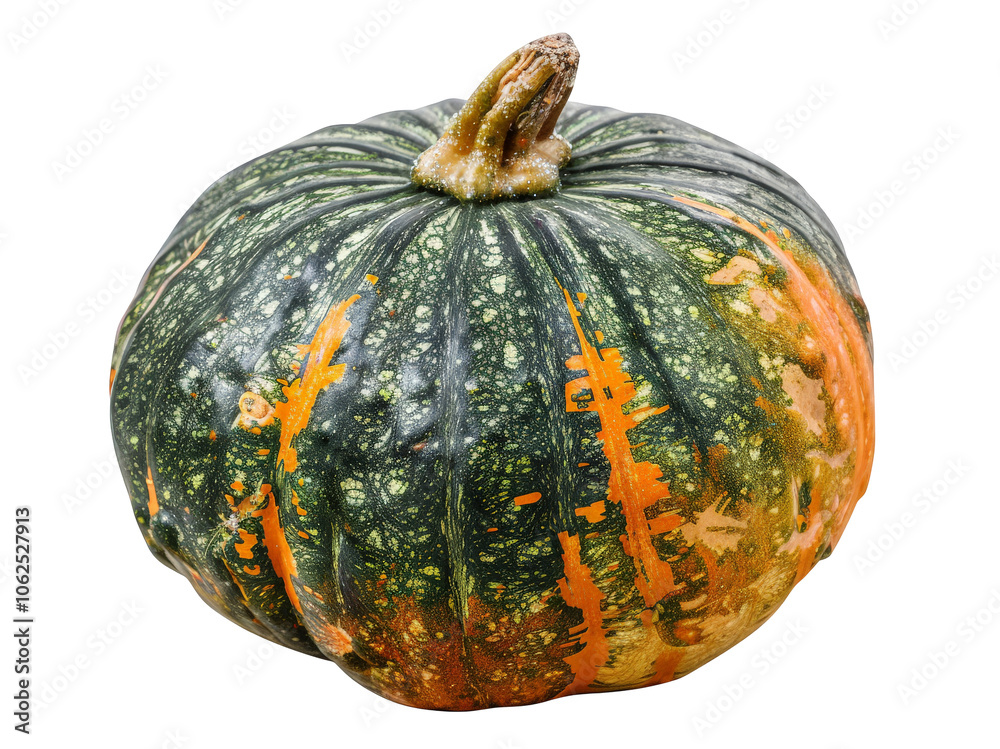 Fresh, vibrant pumpkin with green and orange skin, isolated on white background. Fresh, vibrant pumpkin with green and orange skin, isolated on white background.