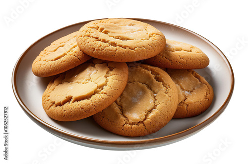 Freshly baked cookies stacked on a plate, perfect for dessert or snack lovers.