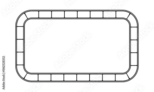 Rectangle film strip frame. Movie or photo camera tape border isolated on white background. Storyboard layout. Photographies collage template. Vector graphic illustration.