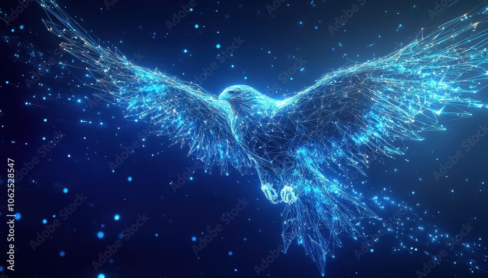 Abstract Digital Bird with Glowing Lines and Dots Abstract Digital Bird with Glowing Lines and Dots