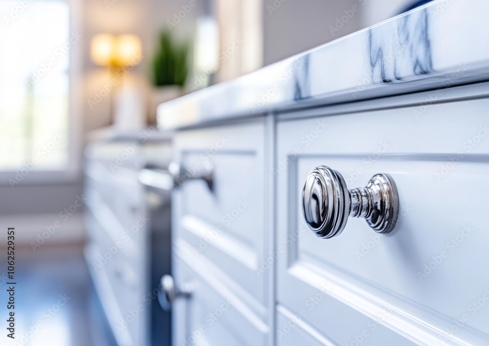 Elegant kitchen design with marble countertop and stylish hardware accents