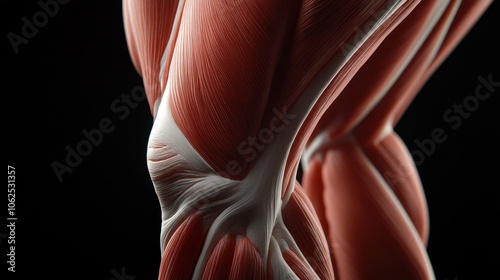 Close-up of the Human Knee Joint, Showing Muscle Anatomy