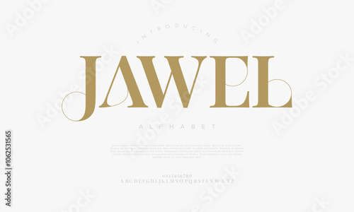 Jawel typography beauty fashion elegant minimalist serif italic fonts decorative wedding vintage retro logos. Minimal luxury font alphabet logo. Vector illustration