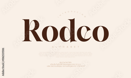 Rodeo typography beauty fashion elegant minimalist serif italic fonts decorative wedding vintage retro logos. Minimal luxury font alphabet logo. Vector illustration