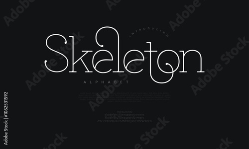 Skeleton typography beauty fashion elegant minimalist serif italic fonts decorative wedding vintage retro logos. Minimal luxury font alphabet logo. Vector illustration