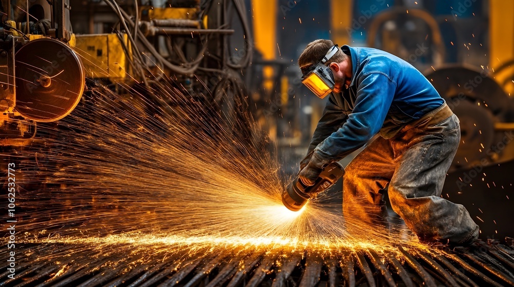 Craftsman Metalworker in Safety Glasses. Craftsman Metalworker in Safety Glasses.