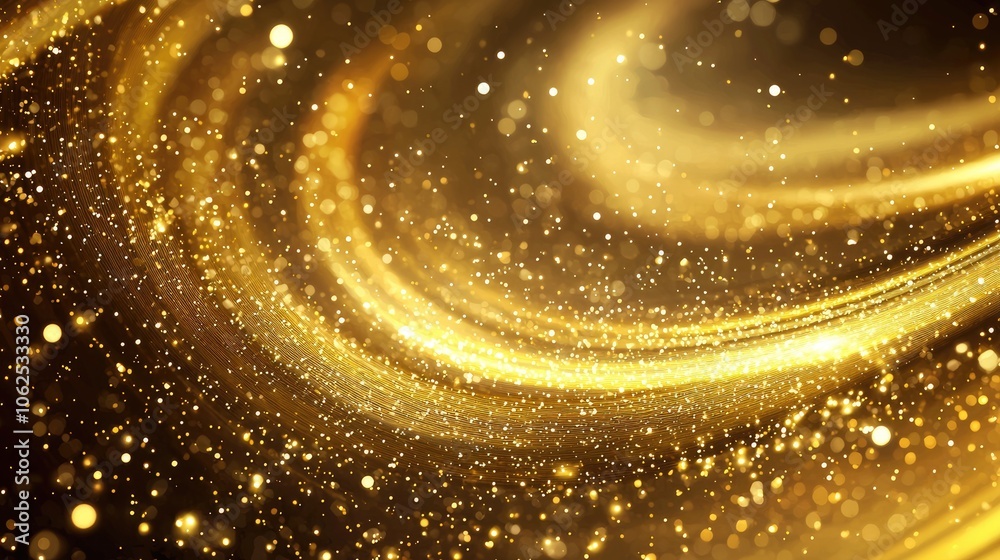 Abstract golden background with glittering lights and bokeh effects