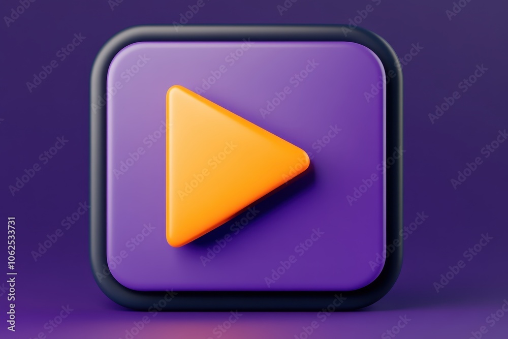 Purple Play Button Icon with Orange Arrow Purple Play Button Icon with Orange Arrow
