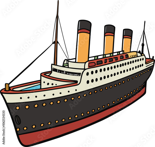 titanic ship on white background