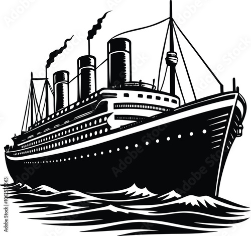 titanic ship on white background