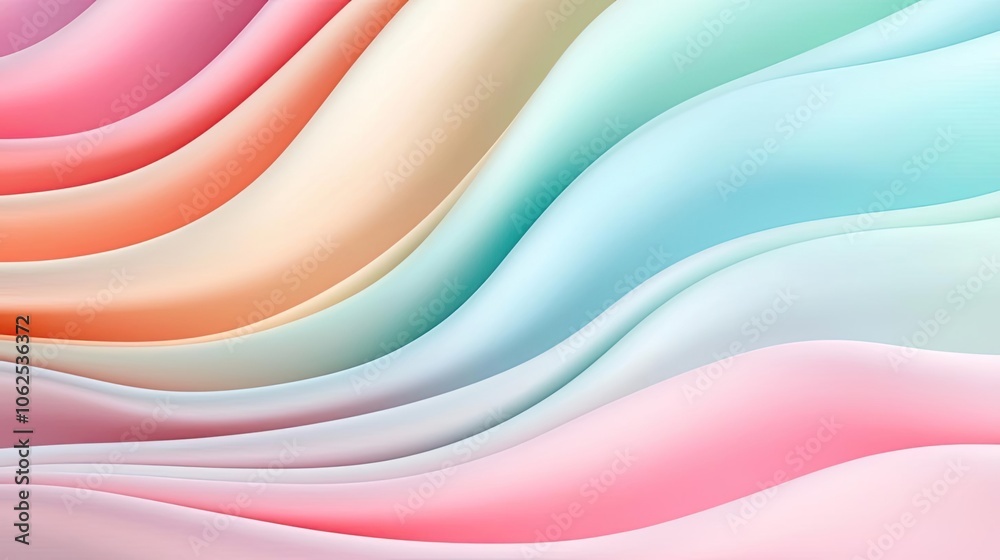 Obraz premium Colorful waves flowing seamless in soft pastel shades, elegant abstract background.