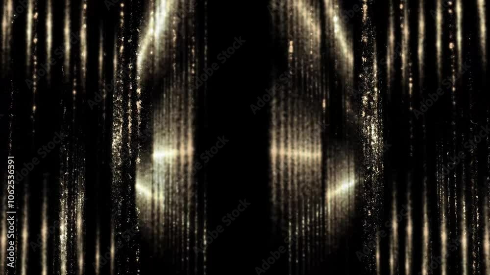 gold particle raining curtain black dark background