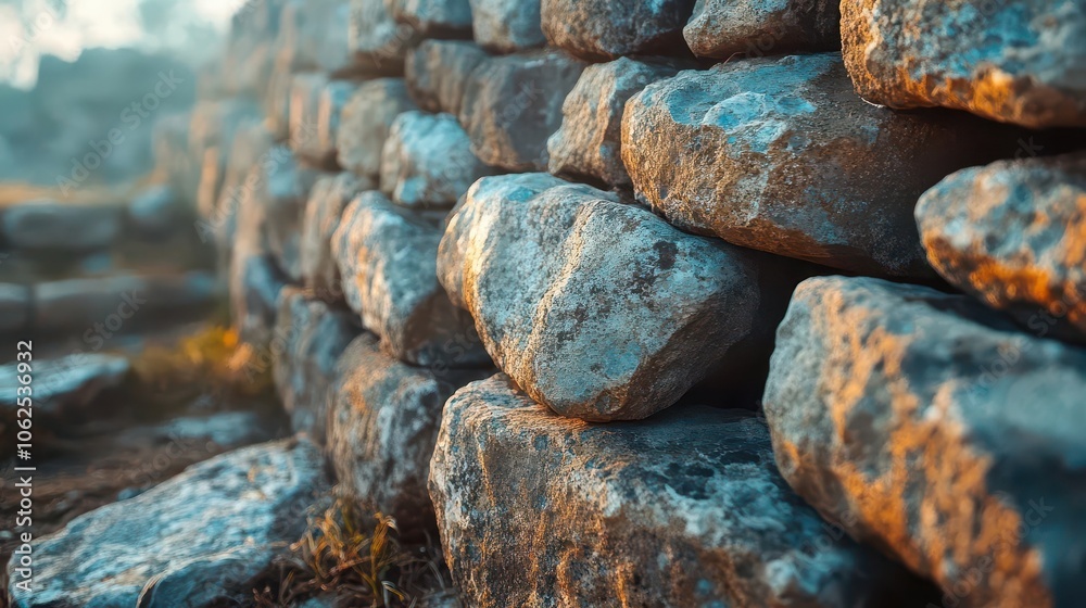 Exploring ancient ruins with vibrant stones, soft natural lighting, dynamic composition, historical atmosphere Exploring ancient ruins with vibrant stones, soft natural lighting, dynamic composition, historical atmosphere