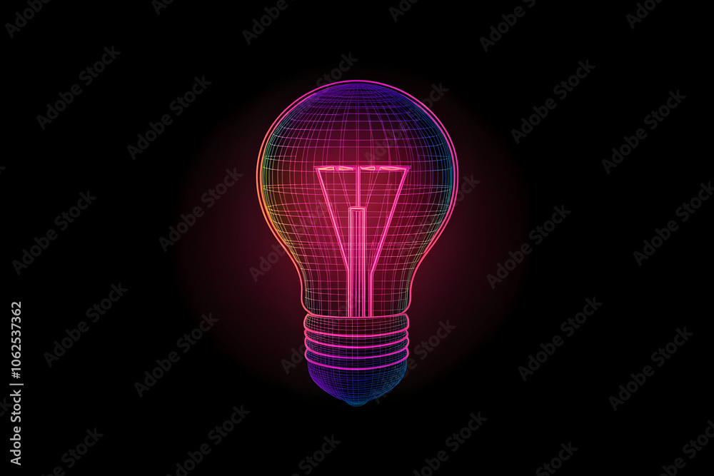 A dynamic neon wireframe graphic of a light bulb representing innovation and new ideas in competitive analysis on a black backdrop. A dynamic neon wireframe graphic of a light bulb representing innovation and new ideas in competitive analysis on a black backdrop.