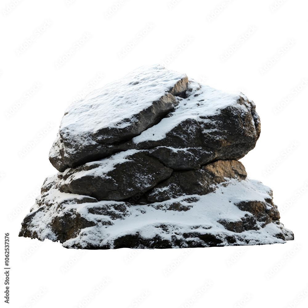 Fototapeta premium Snow rock with transparent background, png