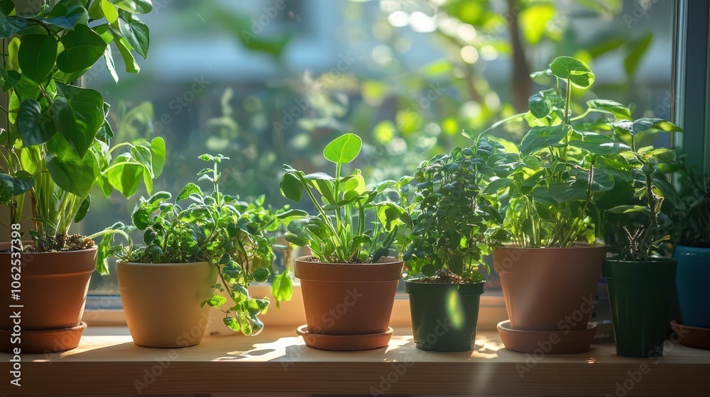Gardening in small spaces with vibrant plants, soft natural lighting, cozy home setup, eco-friendly atmosphere Gardening in small spaces with vibrant plants, soft natural lighting, cozy home setup, eco-friendly atmosphere