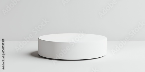 White Cylindrical Pedestal on White Background.