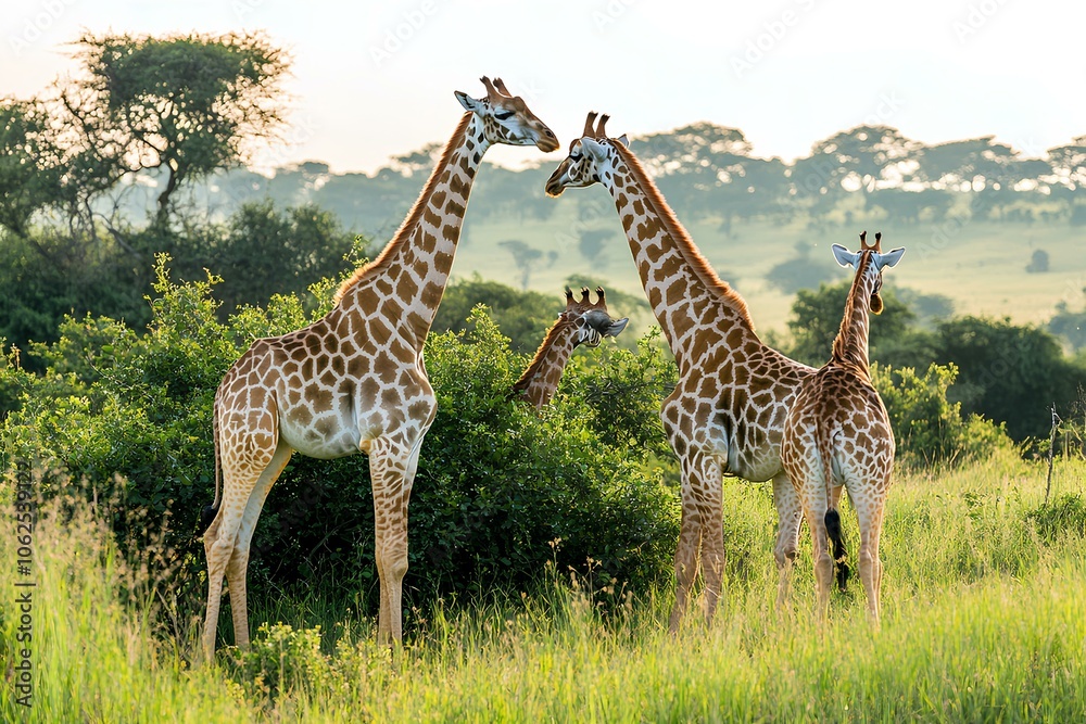 Fototapeta premium The Ultimate Family Safari Witness Giraffes in Their Natural Habitat