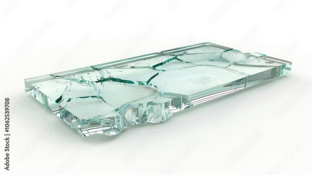 Isolation concept of large broken glass on white background.
Isolation concept of large broken glass on white background.