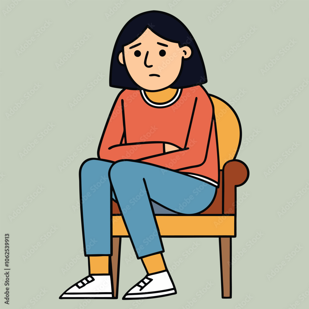 vector una mujer sentada en una silla triste vector una mujer sentada en una silla triste