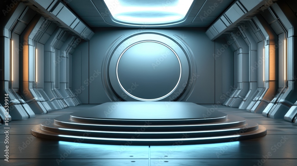 Futuristic Circular Platform in a Sci-Fi Interior Futuristic Circular Platform in a Sci-Fi Interior