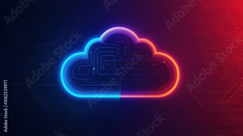 A glowing cloud with a red and blue center