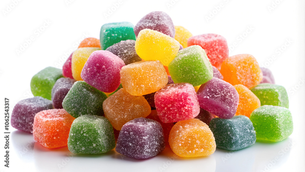 sugar-coated gummy candies colorfull isolated on white background sugar-coated gummy candies colorfull isolated on white background