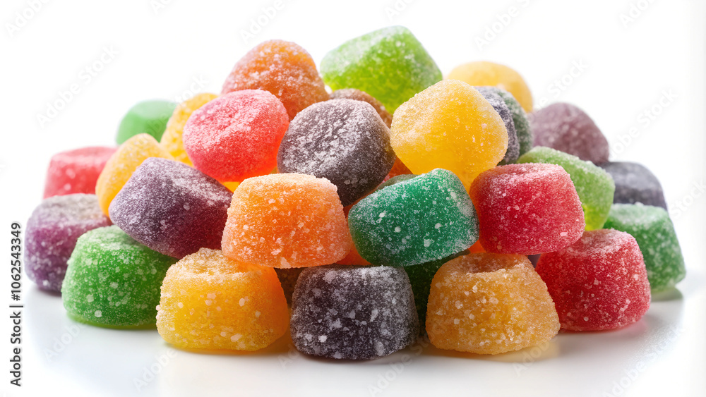sugar-coated gummy candies colorfull isolated on white background sugar-coated gummy candies colorfull isolated on white background