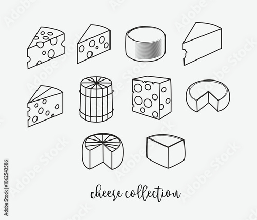 Cheese hand drawn vector illustrations