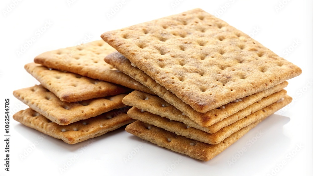 Whole wheat flour crackers isolated on white background Whole wheat flour crackers isolated on white background